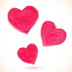 Pink acrylic color painted hearts set N2