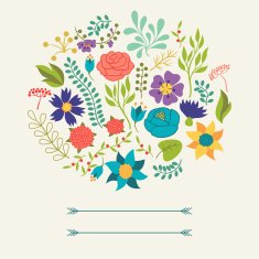 Romantic background of various flowers in retro style N17