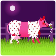 Cow in love under the moon