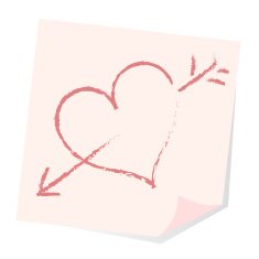 isolated stick note with symbol heart