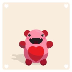 Cute Vector Monster Character With Heart Symbol