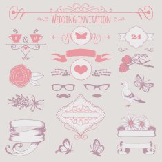 vintage vedding set invitation N2