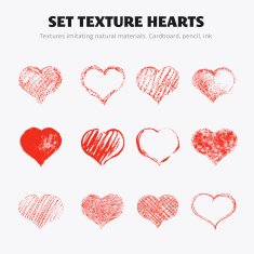 Set of vector texture hearts N2