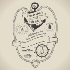 Vintage nautical themed wedding invitation with place for text