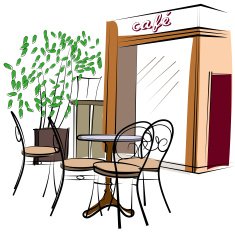 Hand Drawn Paris Cafe N2