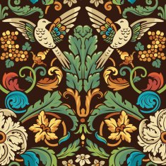 Vintage seamless pattern with birds
