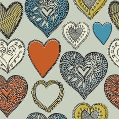 Seamless wallpaper with hand drawn Valentine hearts N3