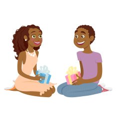 Happy african-american couple with gifts in their hands