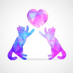 vector mosaic silhouettes of cats couple
