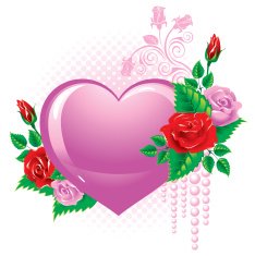 Valentine's Day Heart decorated with roses