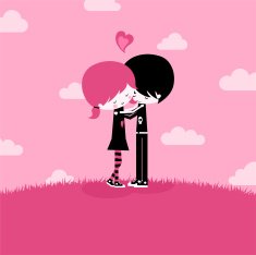 Emo love together kawaii pink illustration vector N2