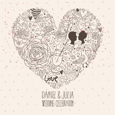 Wedding invitation card in vintage style N5