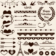 Love romance and wedding design elements Vector set N2