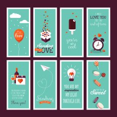 Set of flat design Valentines day greeting cards N3