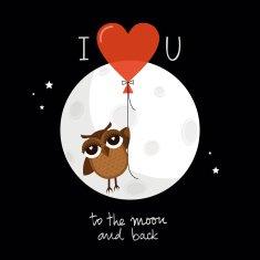 Love you to the moon owl valentine vector illustration