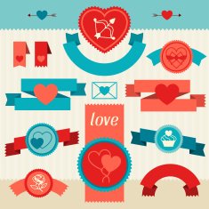 Valentine's and Wedding banners ribbons badges