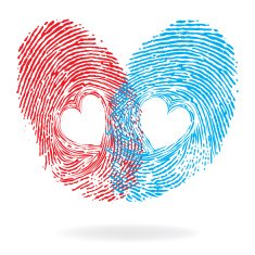 Vector heart man or woman fingerprint valentine romantic