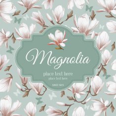 Retro flower card- magnolia