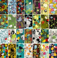 Big set of cards with birds and flowers N2