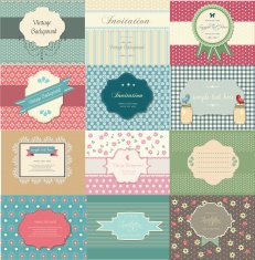 Printretro vintage labels set announcement N2