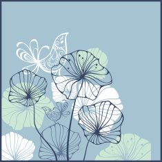 Cute card with birds and flowers N2
