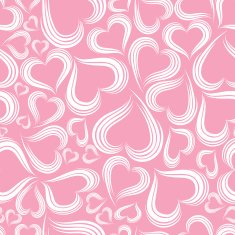 Pink seamless vector background with hearts