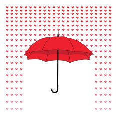 romantic card with umbrella and rain of hearts N2