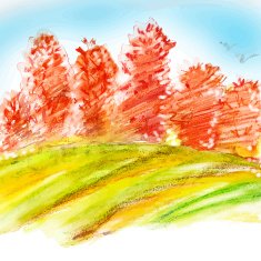 Watercolor vector autumn forest