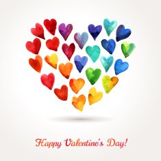 Watercolor Happy Valentines Day Hearts Cloud N2