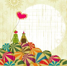 Valentine's circus clowns background