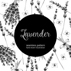Vintage background with lavender flowers sketch N2