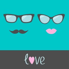 Glasses with lips and moustache Flat design N2