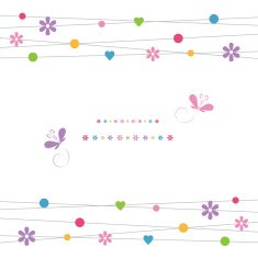 cute hearts flowers dots and butterflies greeting card N5