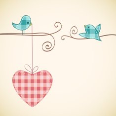 Card design with heart and birds N4