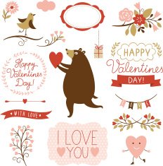 Valentine s day graphic elements vector collection