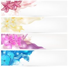 Set of abstract banners with floral decorations