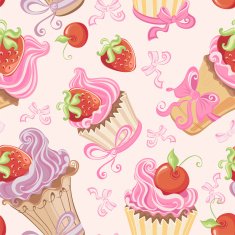 Seamless pattern with cupcakes N5