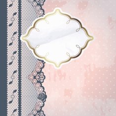 Label with lace on pink background