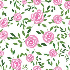 Pink vector rose seamless flower background pattern