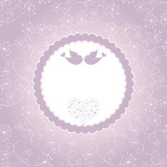 Lovebirds on seamless pattern background greeting card