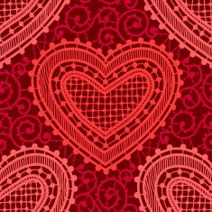 Hearts Lace Red Backgrounds Seamless Pattern