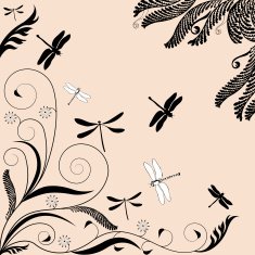 floral ornament with dragonflies