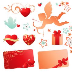 Valentines set with Cupid