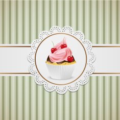 Cupcake with cherriss and pink cream