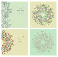 Floral decorations with flowers and leaves-set of four designs N4