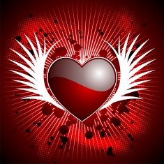 Valentine's day illustration with glossy heart and wings