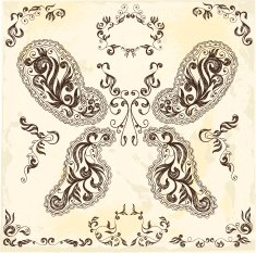 Calligraphic floral butterfly N2