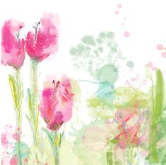 Tulips floral background - watercolor style