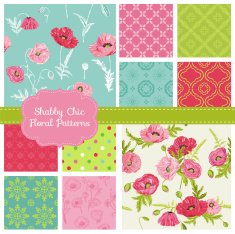 Floral Seamless Patterns - Poppy Theme in vector