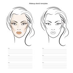 Makeup sketch template beauty face girl Vector illustration N2